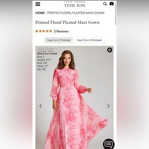 NWT Teri Jon Pink Multi Dress
